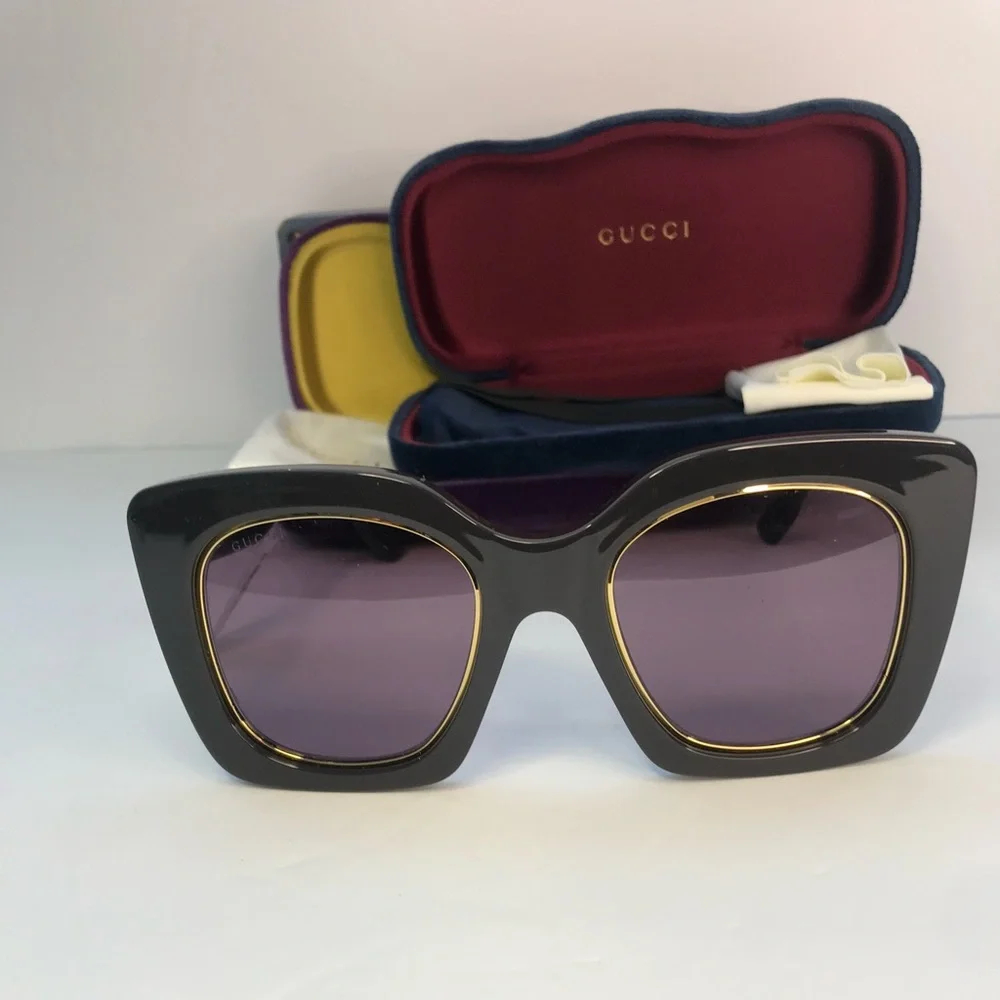 New Authentic Gucci GG1151S 002 51 Grey Violet Sunglasses - Picture 11 of 14